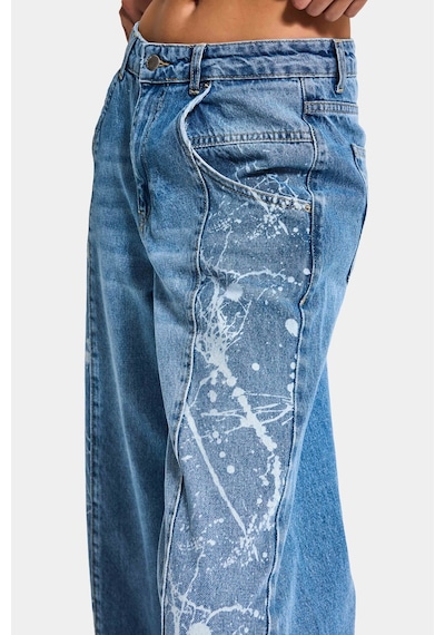 Itsbasic Kadın Mavi 2s6-24 Wide Leg Fit Bol Kesim %100 Koton Özel Tasarım Denim Jean
