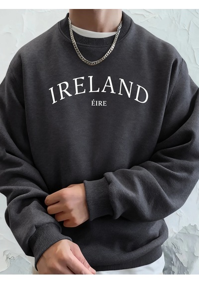 Startmore Tarzsokak İrlanda Eire Mektup Yaratıcı Baskı Erkekler Sonbahar Hoodie Rahat Yumuşak Tişörtü Moda Sokak Antrasit