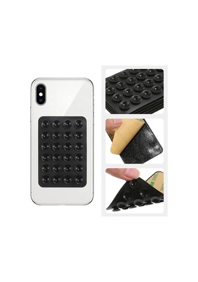Telefon Tutucu Vantuz - Ahtapot Vantuz Siyah Renk Siyah Plastik
