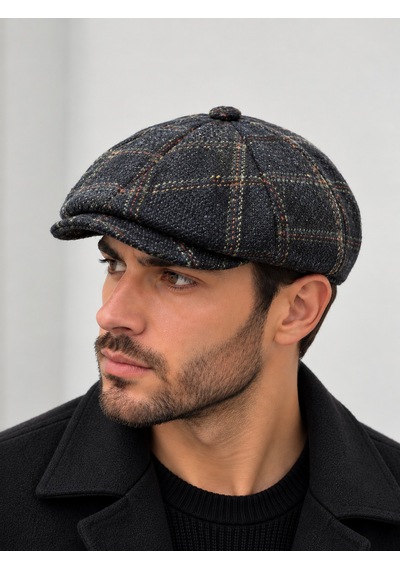 Aida Jewelss Modern Kasket Baretta Kışlık Şapka Peaky Blinders Şapka Gri