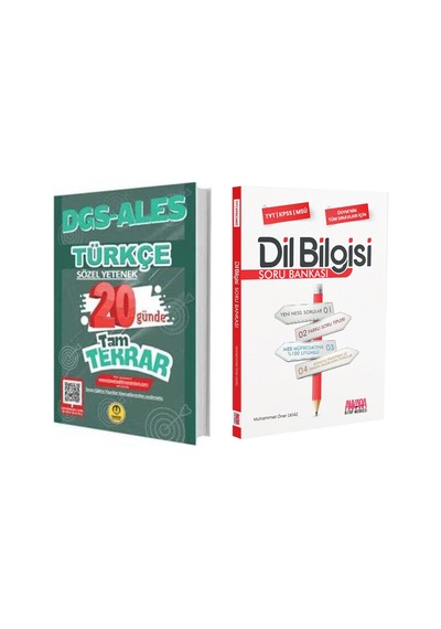 Tasarı Eğitim Dgs Ales Türkçe 20 Günde Tam Tekrar Ve Akm Dil Bilgisi Soru Bankası Seti 2 Kitap