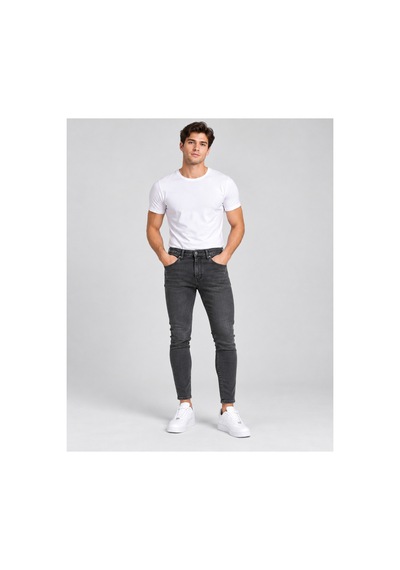 Nova Earth Art Unisex Antrasit Yüksek Bel Skinny Kısa Boy Kot Pantolon 30