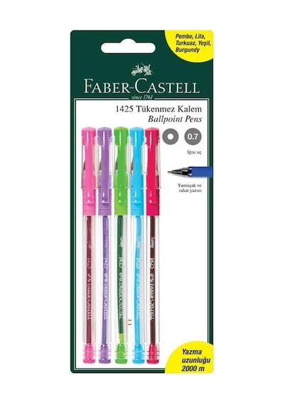 Faber Castell 1425 Renkli Tükenmez 5 'li Kalem