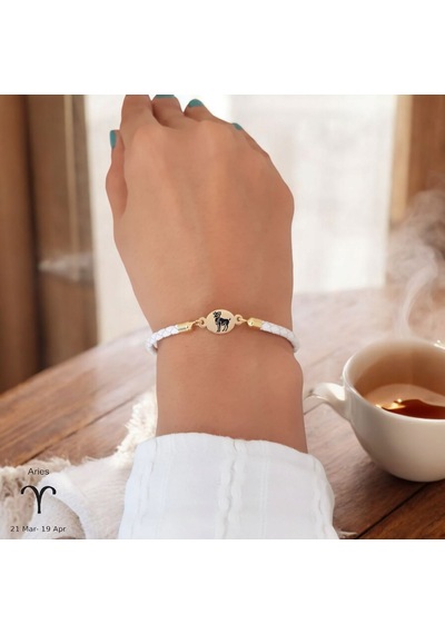 Koç Burçlarına Özel Doğal Beyaz Derili Oval Motifli 14 Ayar Altın Plakalı Hediye Bileklik-529burç Koç Koç Burçlarına Özel Doğal Beyaz Derili Oval Motifli 14 Ayar Altın Plakalı Hediye Bileklik-529burç Koç