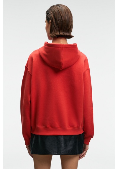 ETHIQUET ME UREA Kadın Nakışlı Kapüşonlu Comfort Fit Kırmızı Sweatshirt