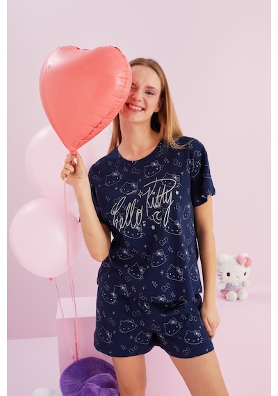 Siyah İnci Lisanslı %100 Pamuk Çok Renkli Bisklet Yaka Şort Pijama Takım Hk105 Lacivert Siyah İnci Lisanslı %100 Pamuk Çok Renkli Bisklet Yaka Şort Pijama Takım Hk105 Lacivert