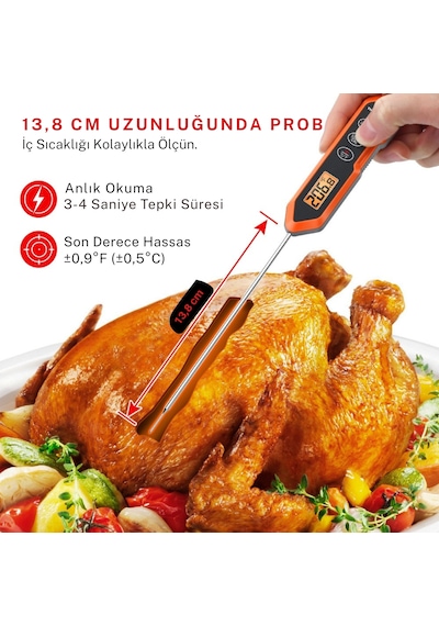 Thermopro Tp15h Dijital Et Ve Gıda Termometresi - Ipx6 Su Geçirmez, 3 Saniyede Hızlı Ölçüm