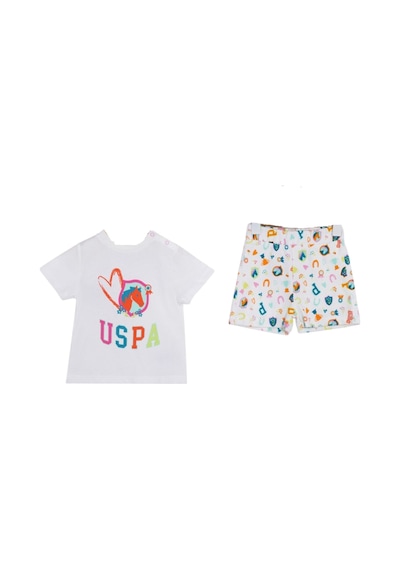 U.S. Polo Assn. Horse Lover Kız Bebek Kısa Kollu Takım Krem