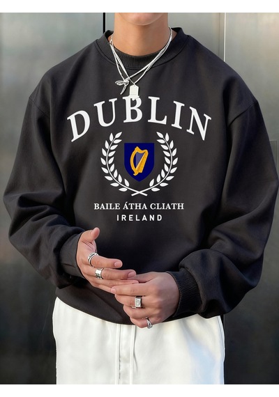 Startmore Startmoredublin İrlanda Mektup Desen Sonbahar Erkekler Kazak Moda Bisiklet Yaka Kazak Hip Hop Giysiler Siyah