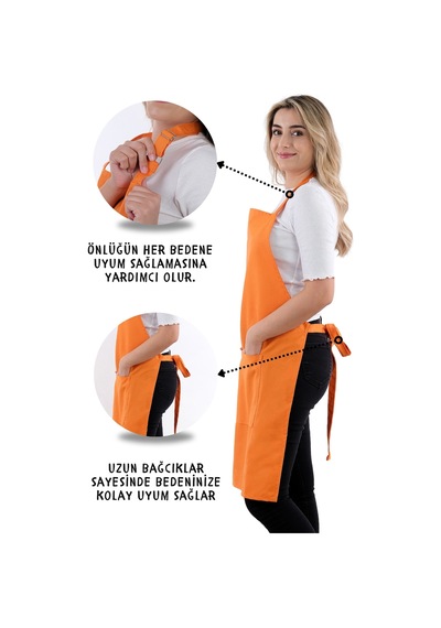 Sevilya Simple Ayar Askılı Mutfak Önlüğü Turuncu