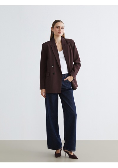 Lcw Everyday Bordo Kruvaze Yaka Kadın Blazer Ceket