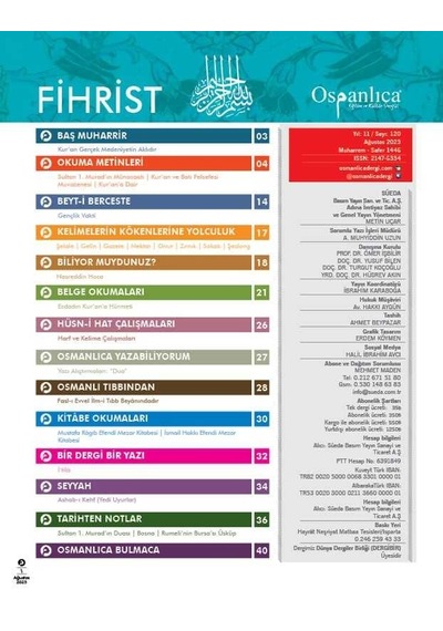 Ağustos 2023 Osmanlıca Dergisi