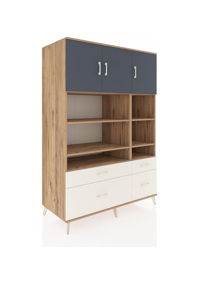 Kronos Dolap 10 Raflı 4 Çekmeceli 3 Kapaklı 132x59x195 Çam-an... Çam