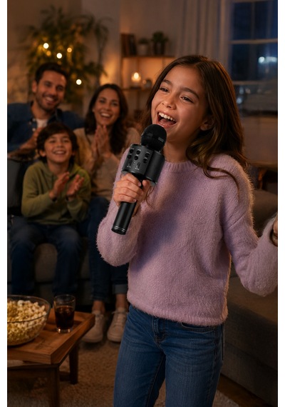 Bluetooth Karaoke Mikrofon Kablosuz Hoparlörlü Mikrofon Usb Şarjlı Telefon Uyumlu