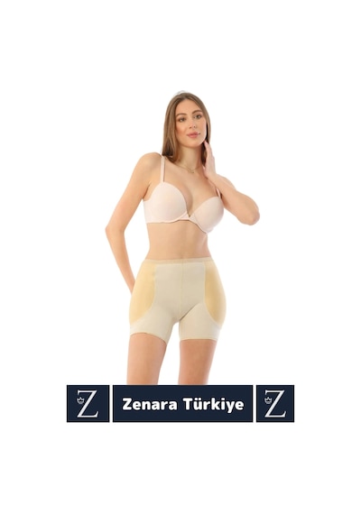 Zenara Kaymaz İz İç Göstermez Push Up Popo Kaldırıcı Şekillendiren Yandan Destekli Dolgulu Şort Korse Ten