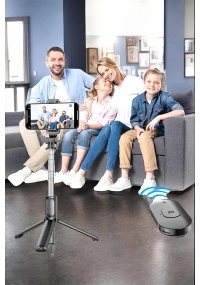Kumandalı Tripod Telefon Tutucu Selfie Çubuğu 360 Derece Dönebilen .
