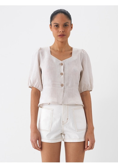 Xint Naturel %100 Keten Regular Fit Bluz 751075