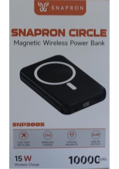 Snapmax Snp-3005 10.000 Mah Kablosuz Hızlı Şarj Magsafe Powerbank Led Ekranlı Çoklu Girişli Siyah