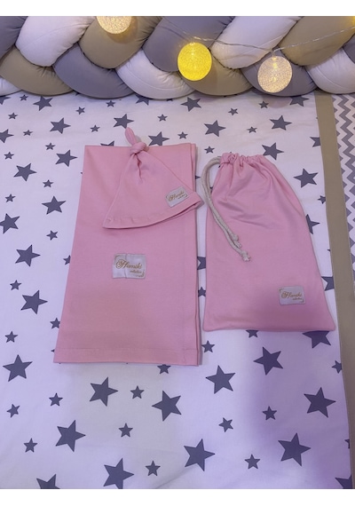 Hamiki Pamuklu Çok Amaçlı Esnek Kundak Bebek Battaniyesi Pembe