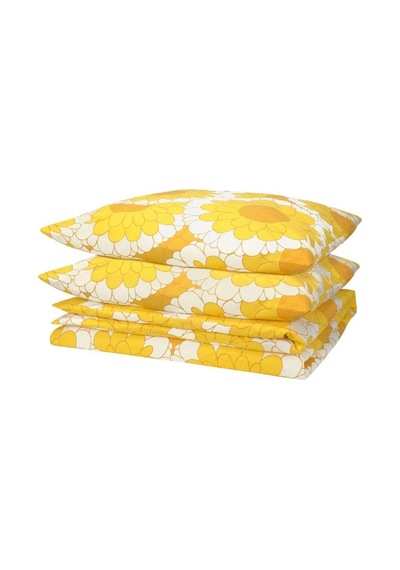 Ikea Kransmalva Çift Kişilik Nevresim Takımı 220 X 240 Cm Beyaz - Sarı