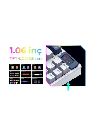 Shuriken ES10 SANSEI RGB 1.06" TFT LCD Ekran Red Switch Mekanik Türkçe Klavye
