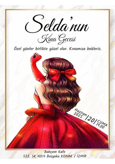 Kına Davetiye - Kına Davetiyesi - Davetiye 100 Adet M2