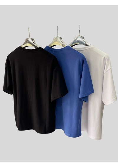 Kadın/erkek Unisex Oversize 3'lü T-shirt Lacivert