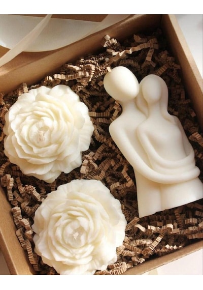 Bernami Mumluk Şamdanpinterest %100 El Yapımı Soya Wax Sevgili Mum Ve Şakayık Çiçeği 3 Lü Set Diğer
