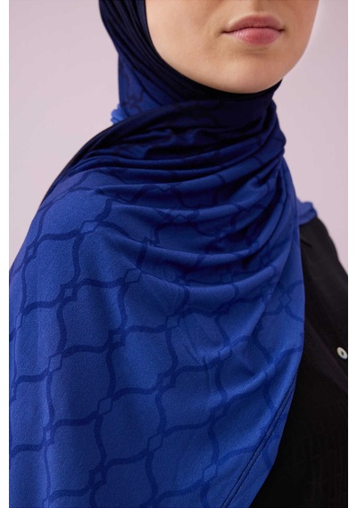 Imannoor Kafes Lacivert Degrade Supreme Şal 70x165 Lacivert