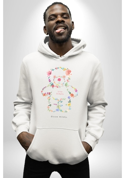 Sadece Yaşamak Kadın Erkek Beyaz Kapüşonlu Sweatshirt Hoodie Beyaz