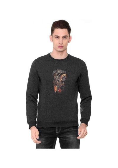 Rıder Baskılı Füme Antrasit Erkek Örme Sweatshirt