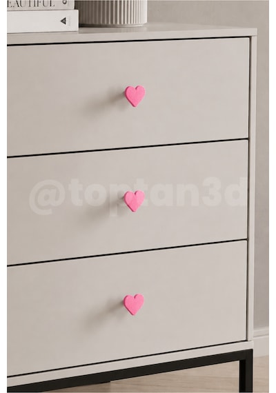 4 Adet - Pembe Kalp Dolap Kulpu, Mobilya Kulbu - Çocuk Odası Kulp, Kalp Kulp -4 Cm - Kulp Vidası Dahildir Sarı