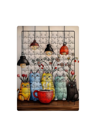 Ghostbastır Design Kediler 99 Parça Ayaklı Puzzle Dekoratif Çocuk Yapbozu 0135