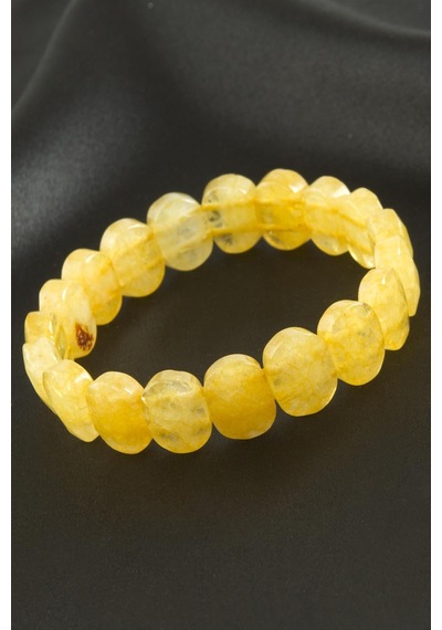 Oval Kesim Orjinal Sitrin Doğaltaşlı Bileklik 0340