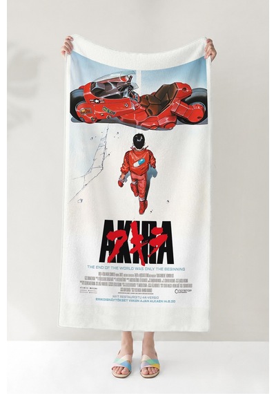 Motor Sporları Anime Plaj Havlusu - Kırmızı Beyaz Vintage Poster Hızlı Kuruyan Mikrofiber Havlu Sedef Porselen