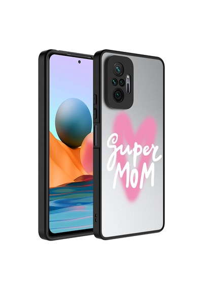 Xiaomi Redmi Note 10 Pro Kılıf Aynalı Desenli Kamera Korumalı Parlak Zore Mirror Kapak Süper Anne