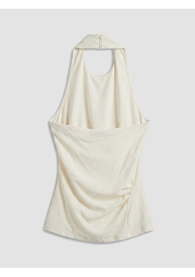 Lcw Vision Ekru Halter Yaka Büzgülü Bluz