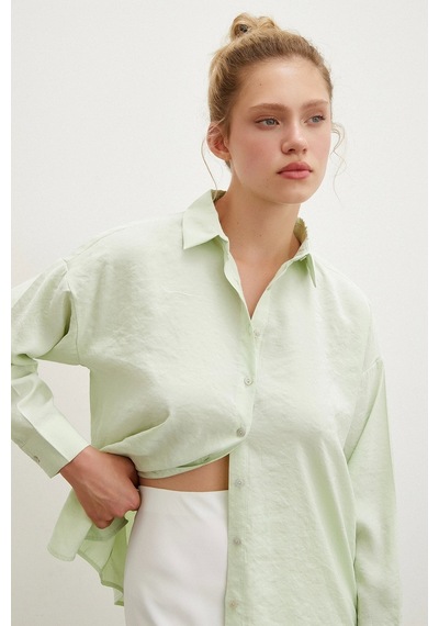 Never More Basic Modal Gömlek Mint Mint Yeşili