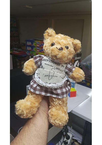 Oyuncak Peluş Kahverengi Elbiseli Ayıcık 30 Cm