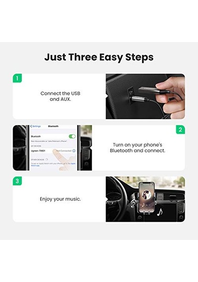 Ayrex Ugreen Mikrofonlu 3.5 Mm Aux Bluetooth 5.3 Alıcı Adaptör Araç Kiti