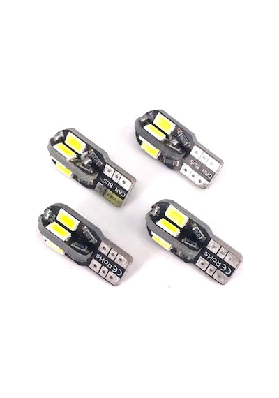 Sisa T10 Led Metal Ultra W5W 8 Ledli Park Tavan Plaka Ampülü 10 Adet Beyaz