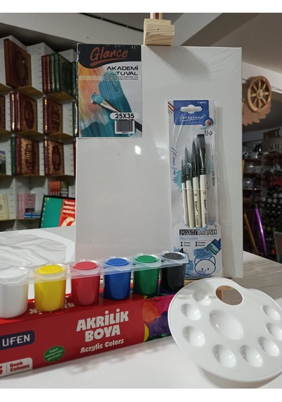 Akrilik Başlangıç Seti Şövale+tuval+fırça Seti+boya+palet 5li Stoklara Göre Markalarda Fark Olabilir 0