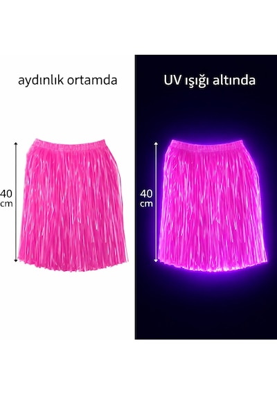 Neon Pembe Hawaii Parti Eteği 40 Cm - Qhdh-874165 Renkli