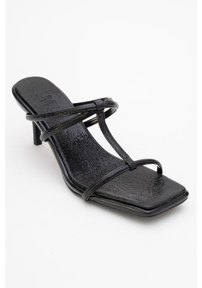 Luvishoes Luvi Shoes Mocha Siyah Desenli Kare Burunlu İnce Bantlı Kadın Topuklu Terlik Siyah Luvishoes Luvi Shoes Mocha Siyah Desenli Kare Burunlu İnce Bantlı Kadın Topuklu Terlik Siyah