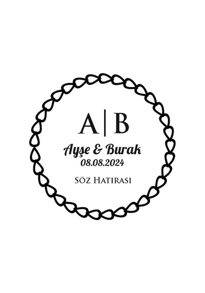 İnce Noktalı Ve Dalgalı Yuvarlak Mühür Kına Nişan Düğün 3x3 Cm Özel Etiket / 50 Adet Sticker Beyaz
