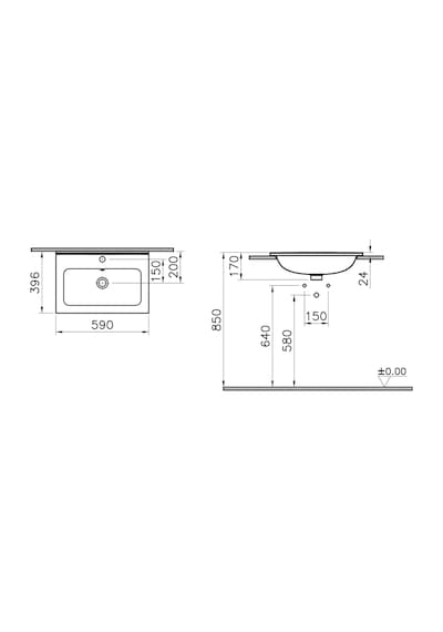 VitrA Mia Etajerli Lavabo 60 CM Beyaz 7461L003-0002
