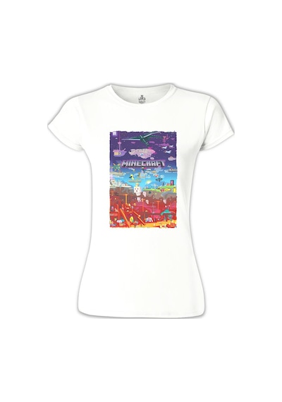 Minecraft - World Beyaz Kadın Tshirt 001