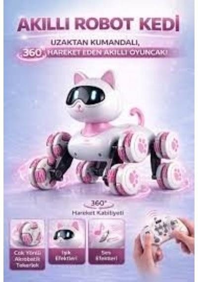 2.4g Uzaktan Kumandalı Akrobatik Kedi Robot - 360 Dönüş Ve Merdiven Tırmanma