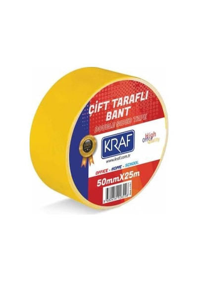 Çift Taraflı Bant, 50mm X 25m, Sarı Diğer