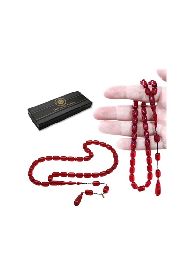 Tesbihname Katalin Tesbih - Sistemli - Usta İşçilikli - Özel Kutulu - Kırmızı Renk - Kapsül Kesim 99571826